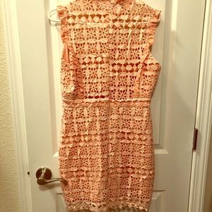 Coral pink lace dress